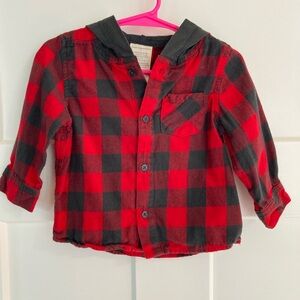 First impressions 12 month baby plaid hooded long sleeve shirt